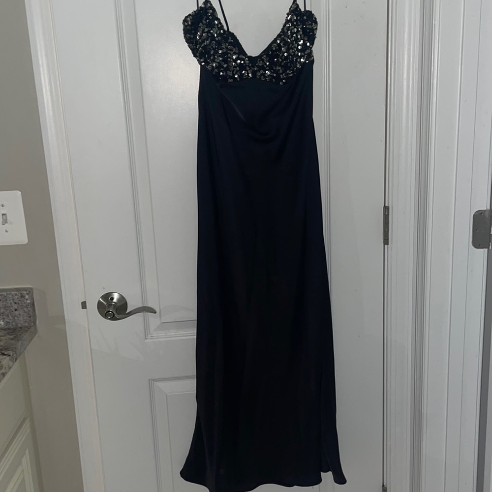 Long Black Dress Sparkle Top